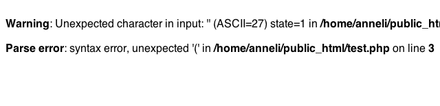 A warning and a parse error.