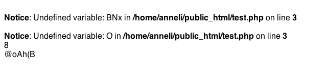 We get a few “undefined variable” PHP warnings.